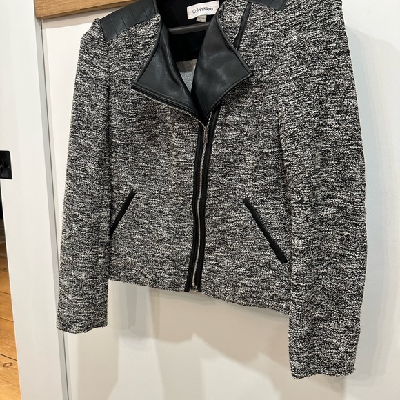 Calvin Klein mixed media Moto blazer - Picture 3 of 5